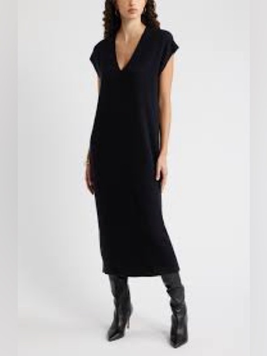 Nordstrom Dresses & Skirts - NWOT NORDSTROM BRAND Wool & Cashmere Blend Black V-neck Sweater Dress
Size Small